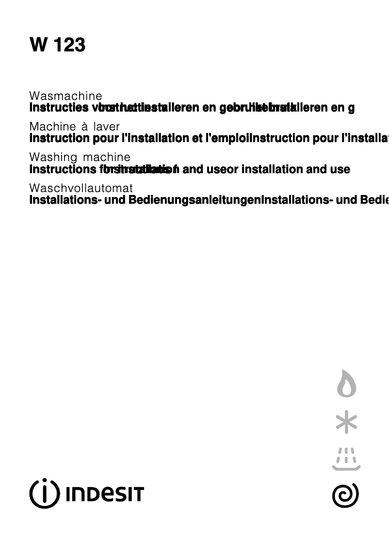 Page 1 de la notice Manuel utilisateur Indesit W 123 X