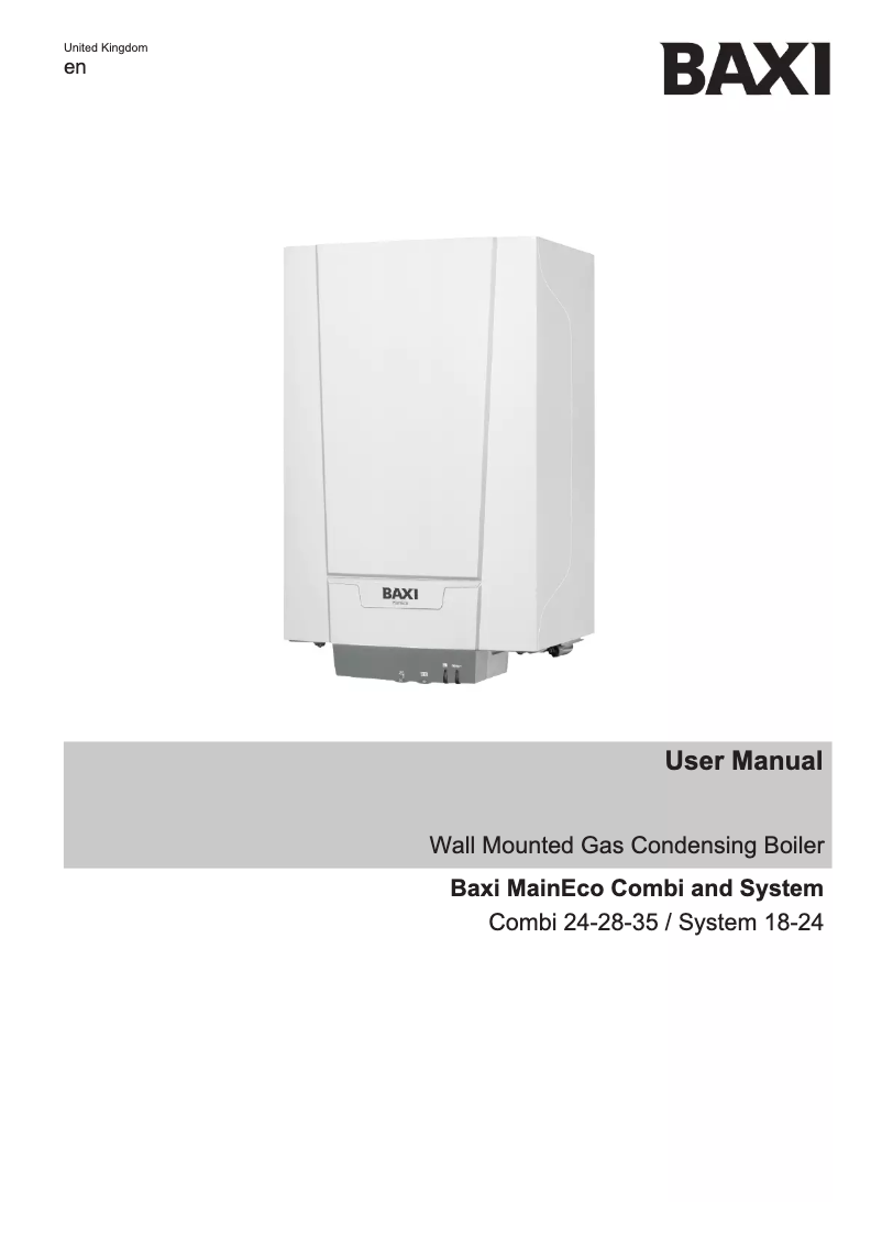 Page n°1 - Manuel utilisateur Baxi MainEco System 18