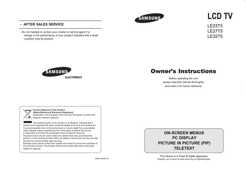 Page n°1 - Manuel utilisateur Samsung LE23T51B