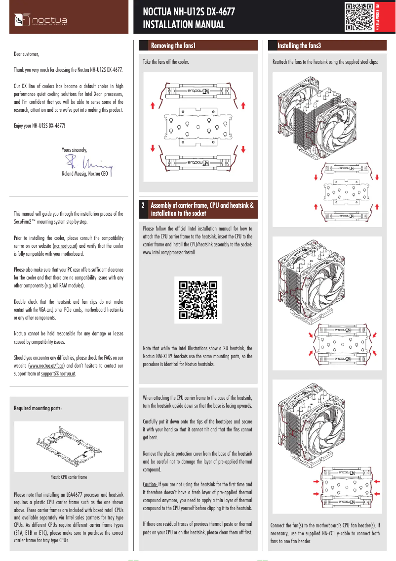 Page 1 de la notice Manuel utilisateur Noctua NH-U12S DX-4677