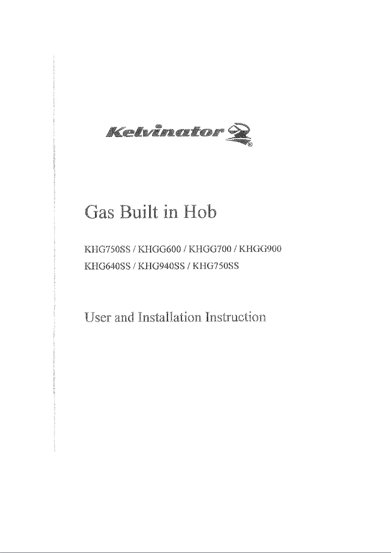 Page n°1 - Manuel utilisateur Kelvinator KHG940SS