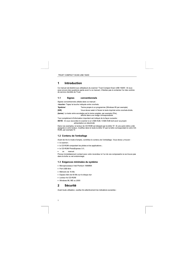 Page n°1 - Manuel utilisateur Trust Compact Scan USB 19200