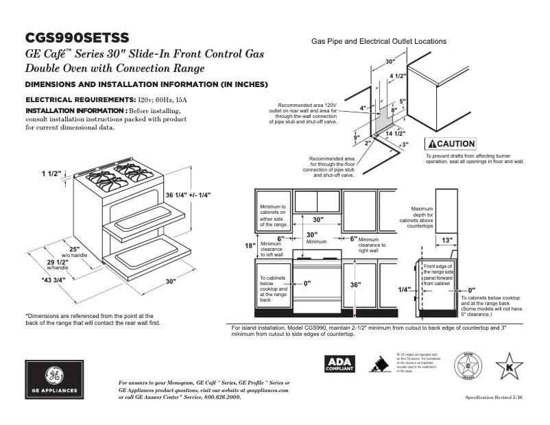 Page n°1 - Fiche technique GE Cafe CGS990SETSS