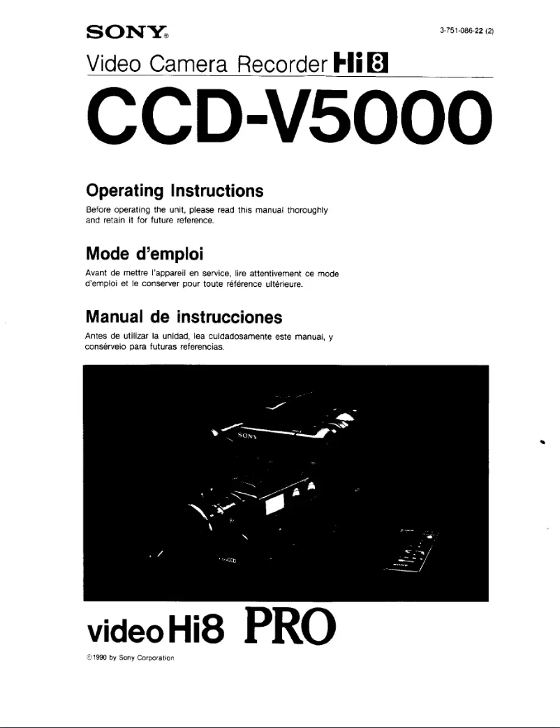 Page n°1 - Manuel utilisateur Sony CCD-V5000