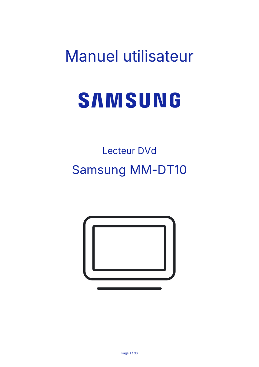 Page n°1 - Manuel utilisateur Samsung MM-DT10
