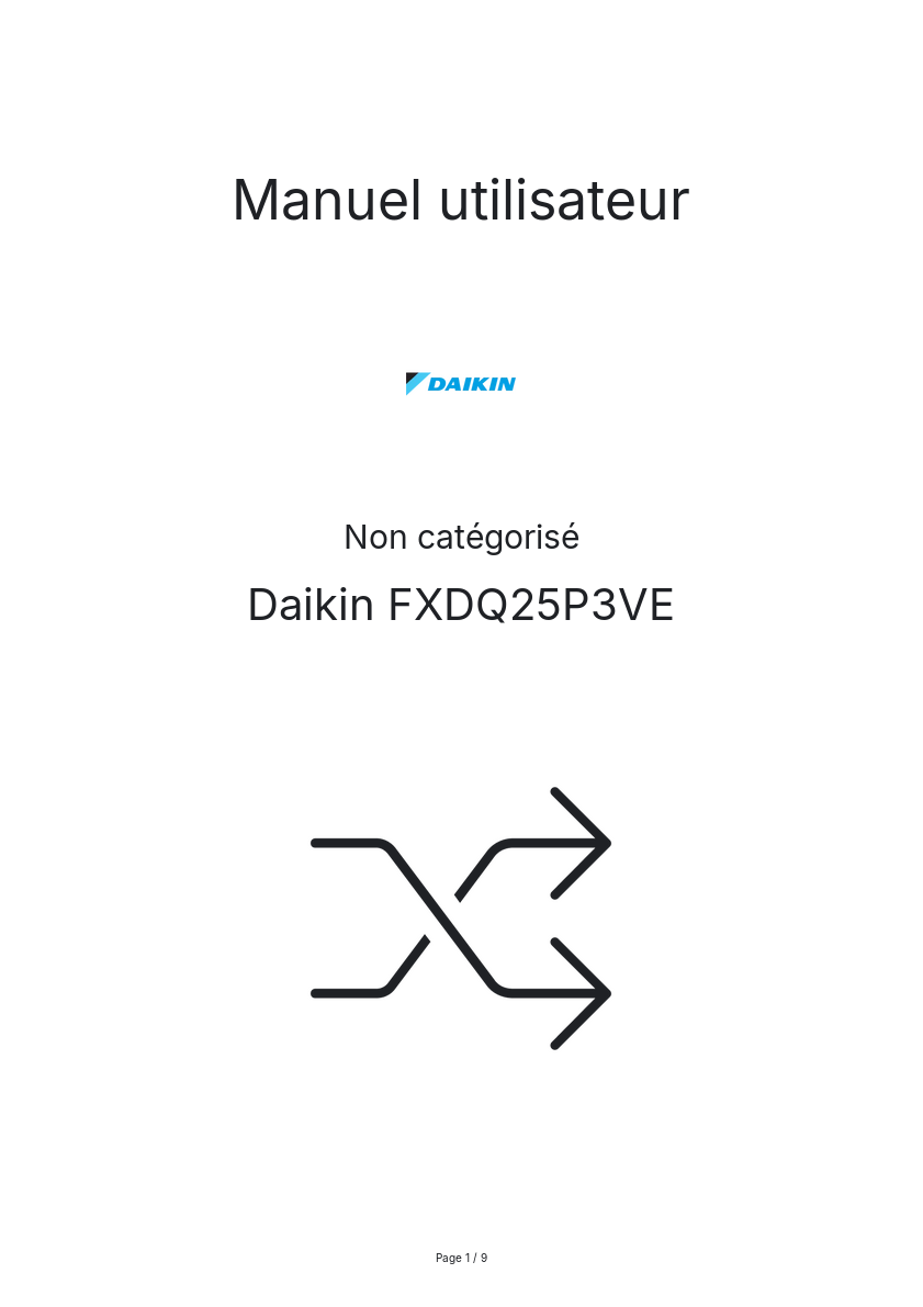 Image de la première page du manuel de l'appareil FXDQ25P3VE