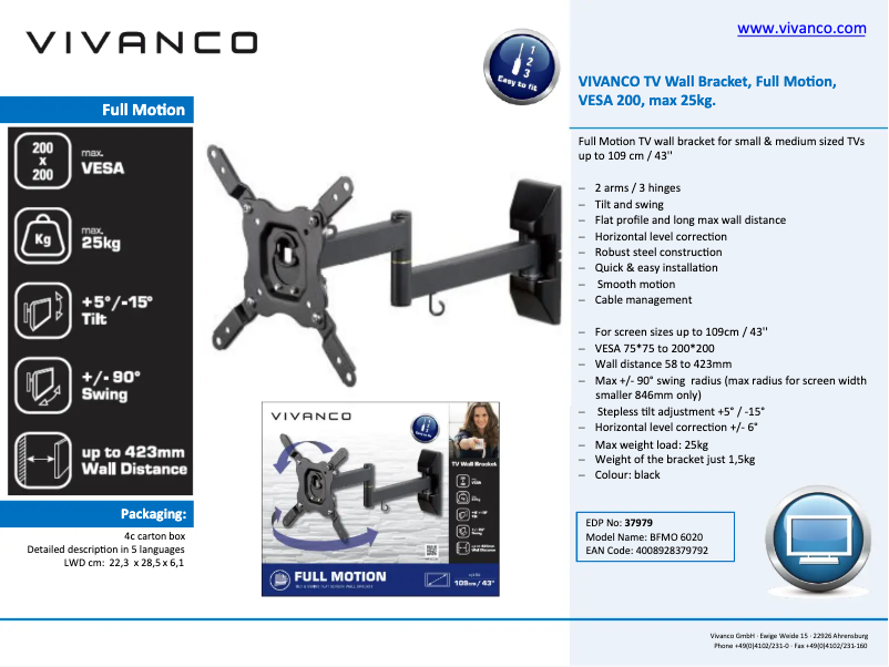 Page n°1 - Manuel utilisateur Vivanco BFMO 6020