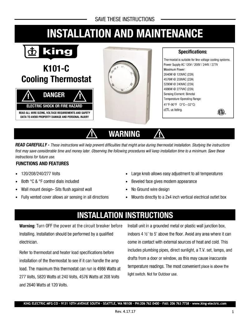 Image de la première page du manuel de l'appareil K101-C