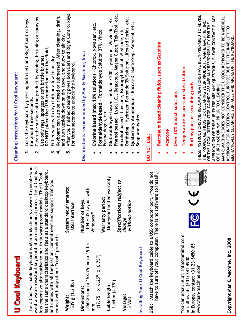 Page n°1 - Manuel utilisateur Man & Machine U Cool MEDITECH