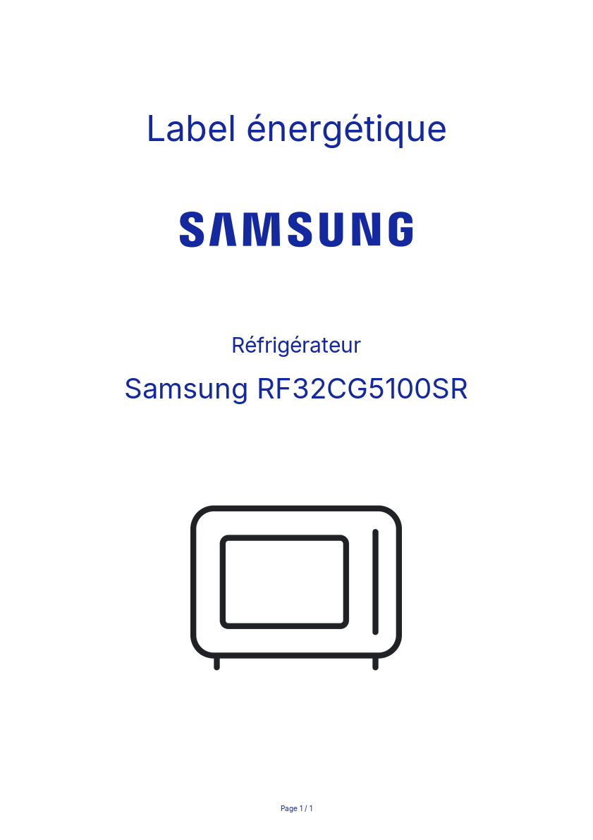 Page n°1 - Label énergétique Samsung RF32CG5100SR