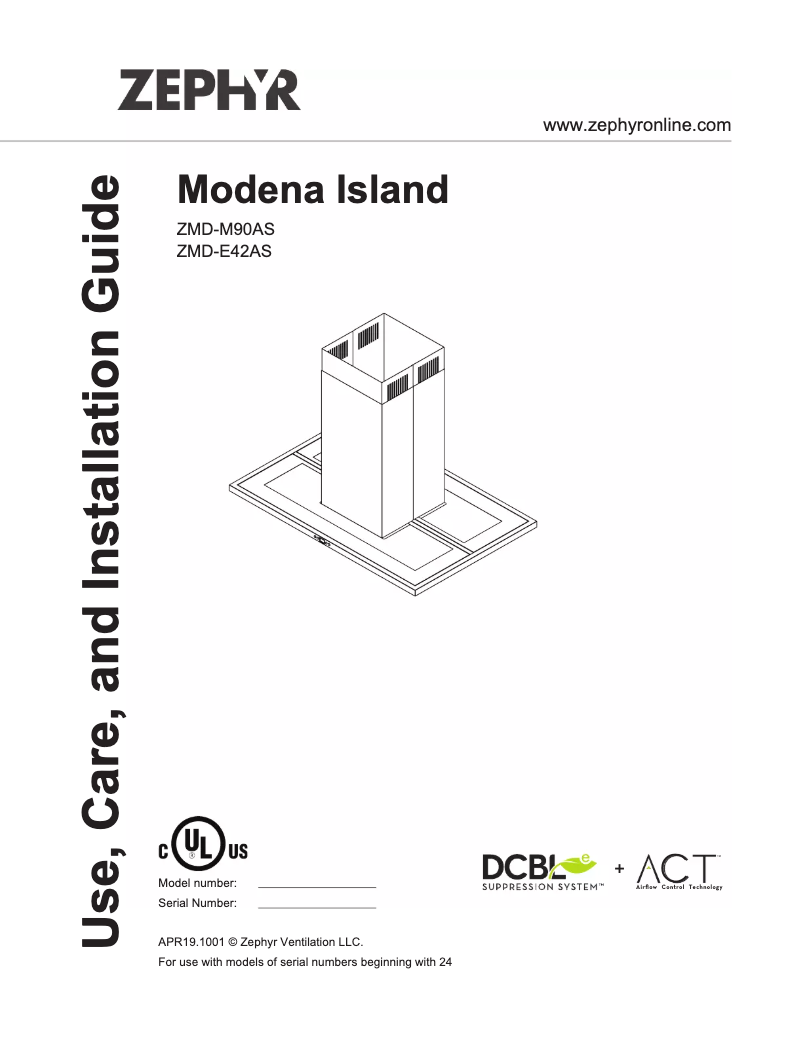 Page n°1 - Guide d'installation Zephyr ZMDM90AS