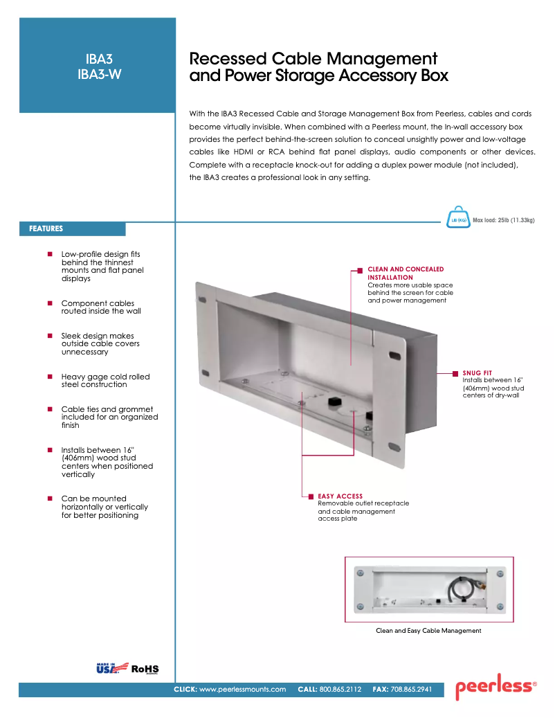 Page n°1 - Manuel utilisateur Peerless-AV IBA3