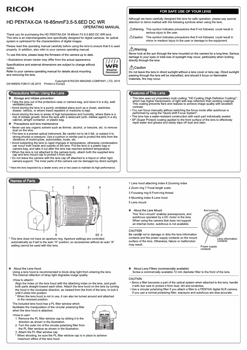 Página 1 del manual Manual de usuario Pentax PTX 21387
