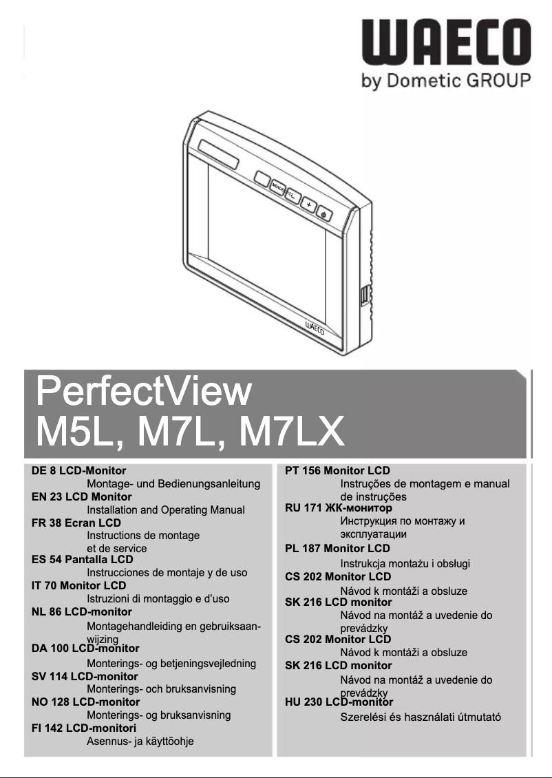 Page 1 de la notice Manuel utilisateur Waeco PerfectView M7LX