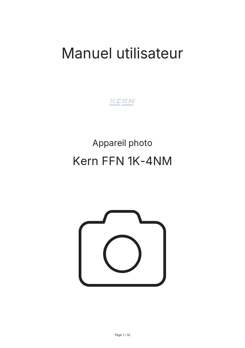 Page n°1 - Manuel utilisateur Kern FFN 1K-4NM