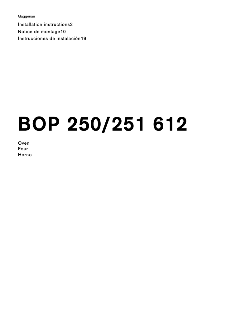 Image de la première page du manuel de l'appareil BOP251612