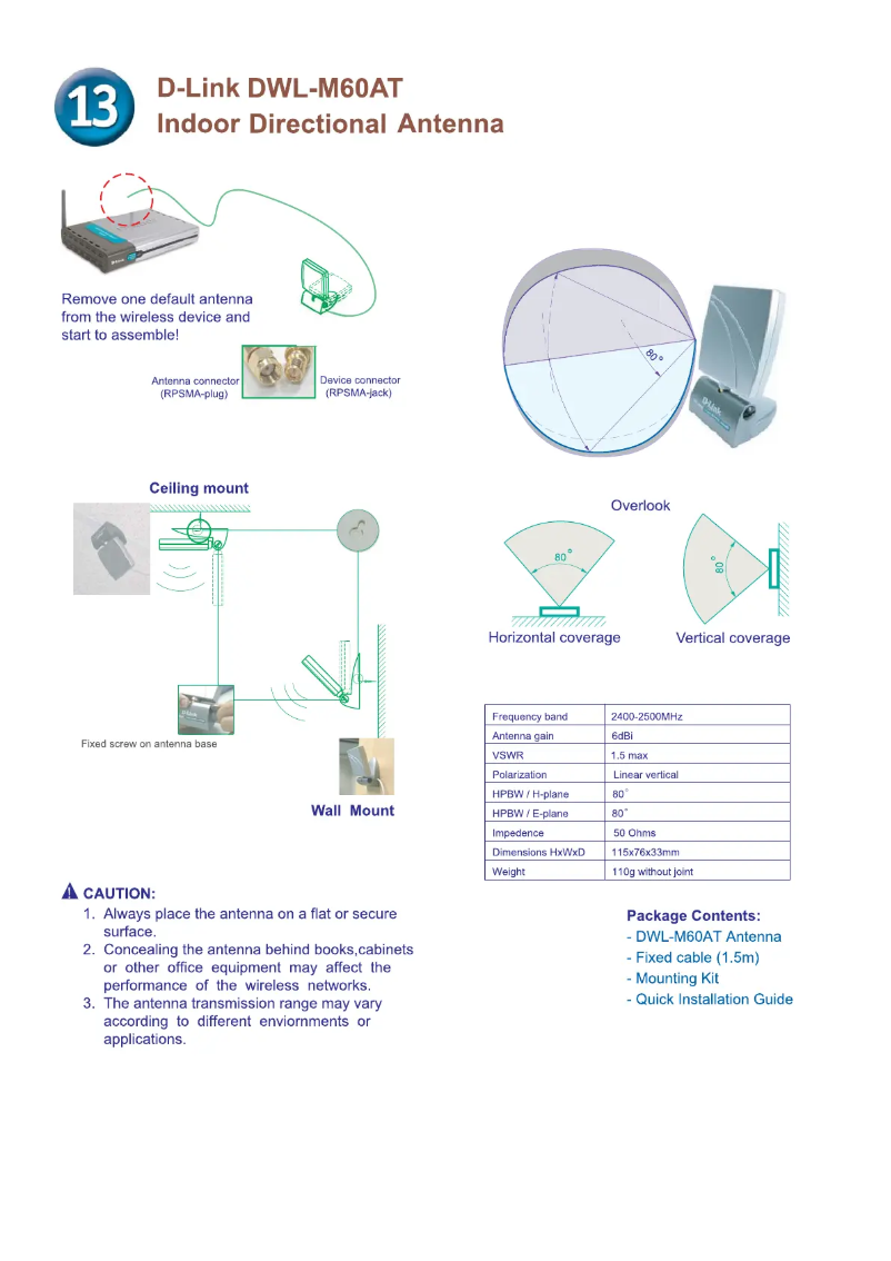 Page 1 de la notice Guide d'installation D-Link DWL-M60AT