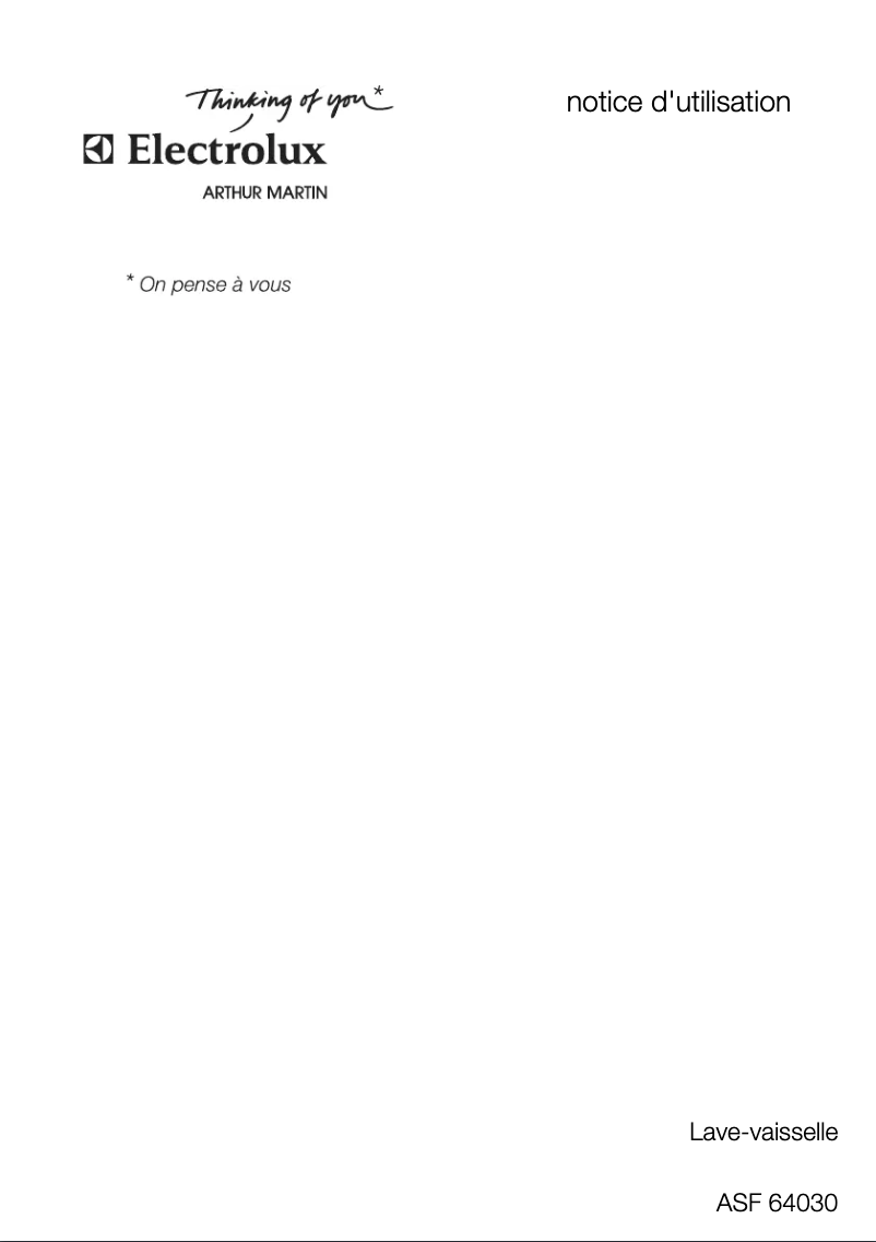 Page 1 of the manual User Manual Arthur Martin-Electrolux ASF 64030