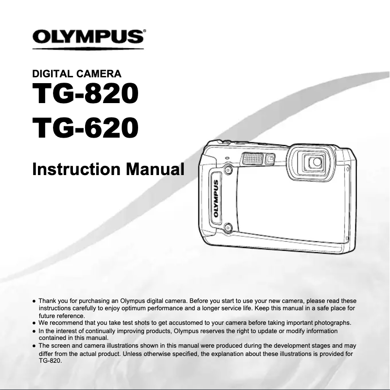 Image de la première page du manuel de l'appareil Tough TG-820 iHS