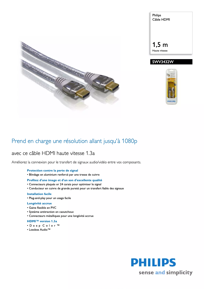 Page n°1 - Fiche technique Philips SWV3432W
