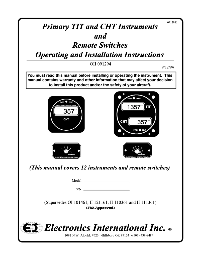 Page 1 de la notice Manuel utilisateur Electronics International CC-1P