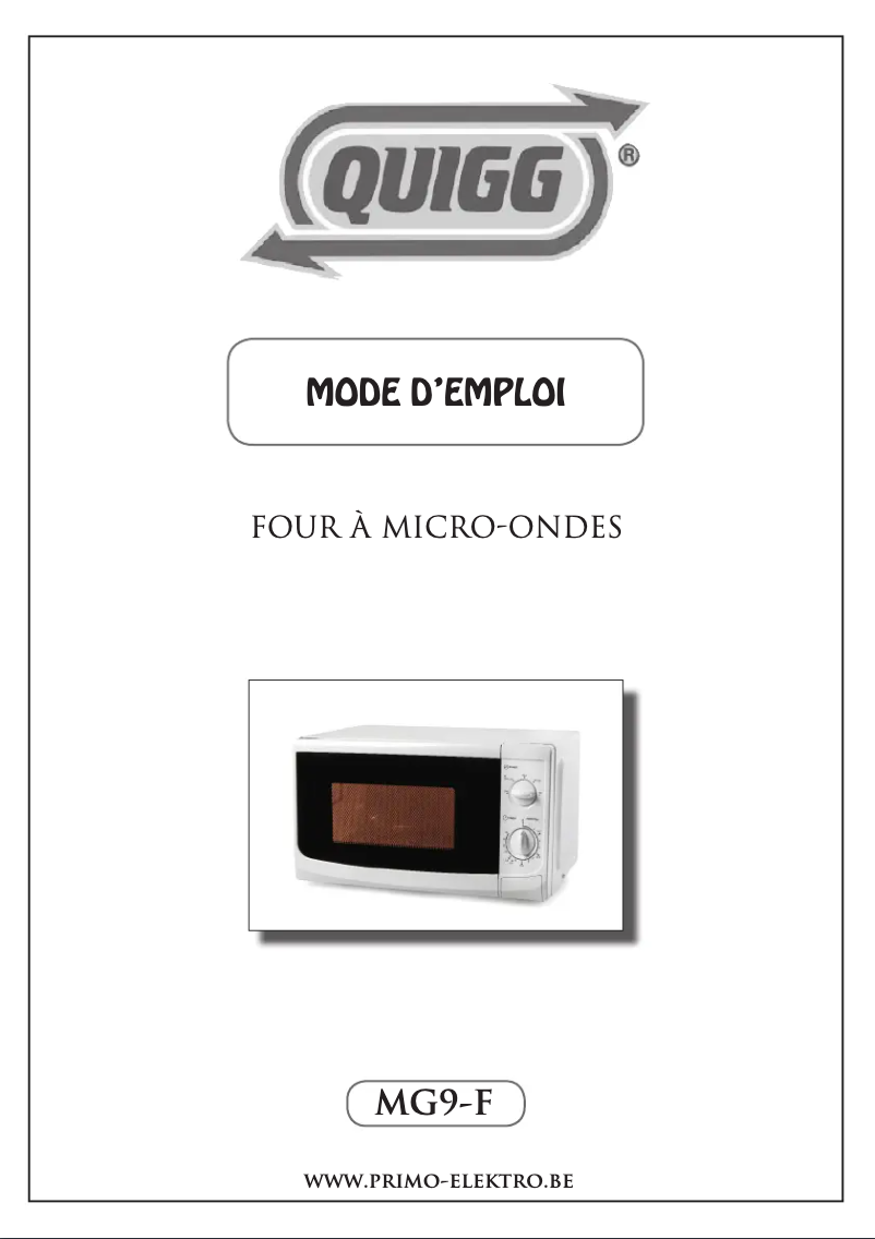 Page 1 de la notice Manuel utilisateur Quigg MG9