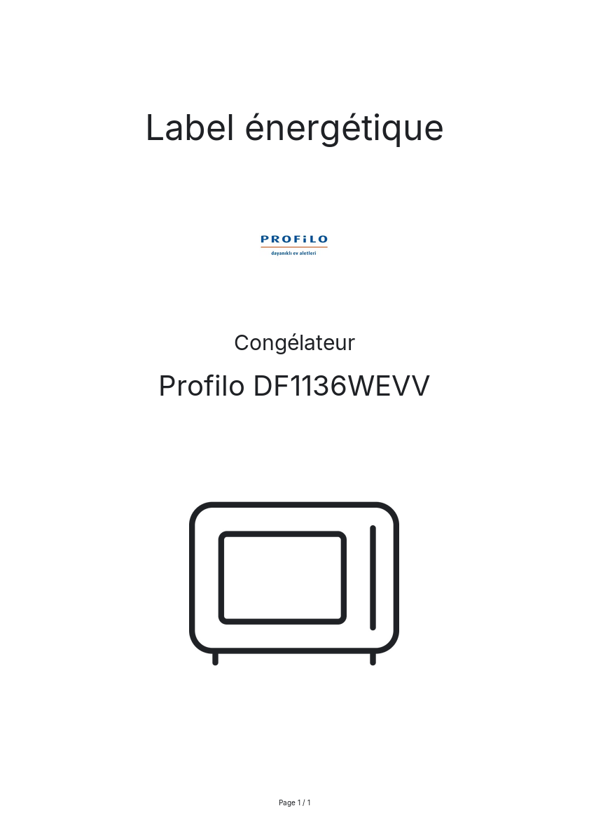 Page n°1 - Label énergétique Profilo DF1136WEVV