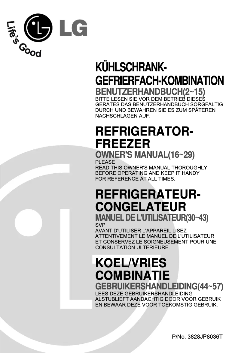 Page 1 de la notice Manuel utilisateur LG GN-332SK