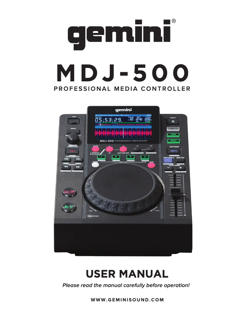Page n°1 - Manuel utilisateur Gemini MDJ-500