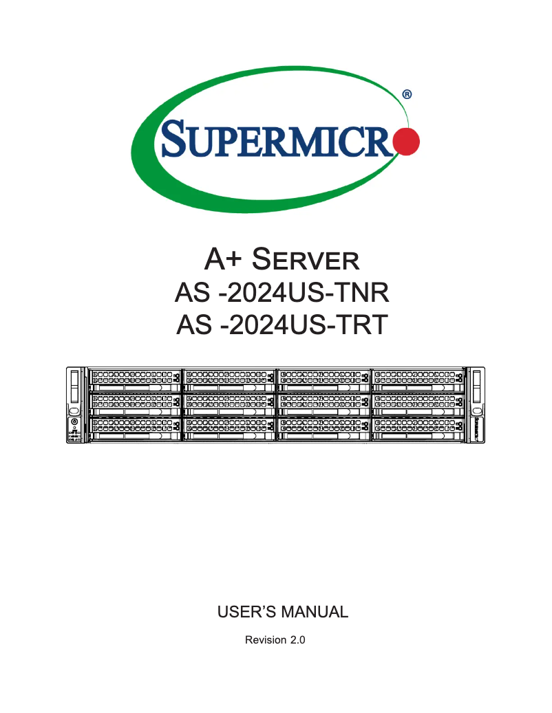 Image de la première page du manuel de l'appareil A+ Server 2024US-TNR
