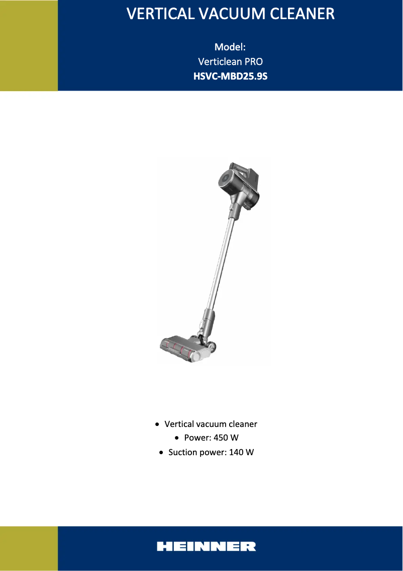 Page 1 de la notice Manuel utilisateur Heinner HSVC-MBD25.9S