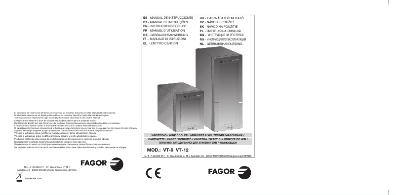 Image de la première page du manuel de l'appareil VT-14