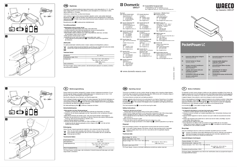 Page 1 de la notice Manuel utilisateur Waeco PocketPower LC