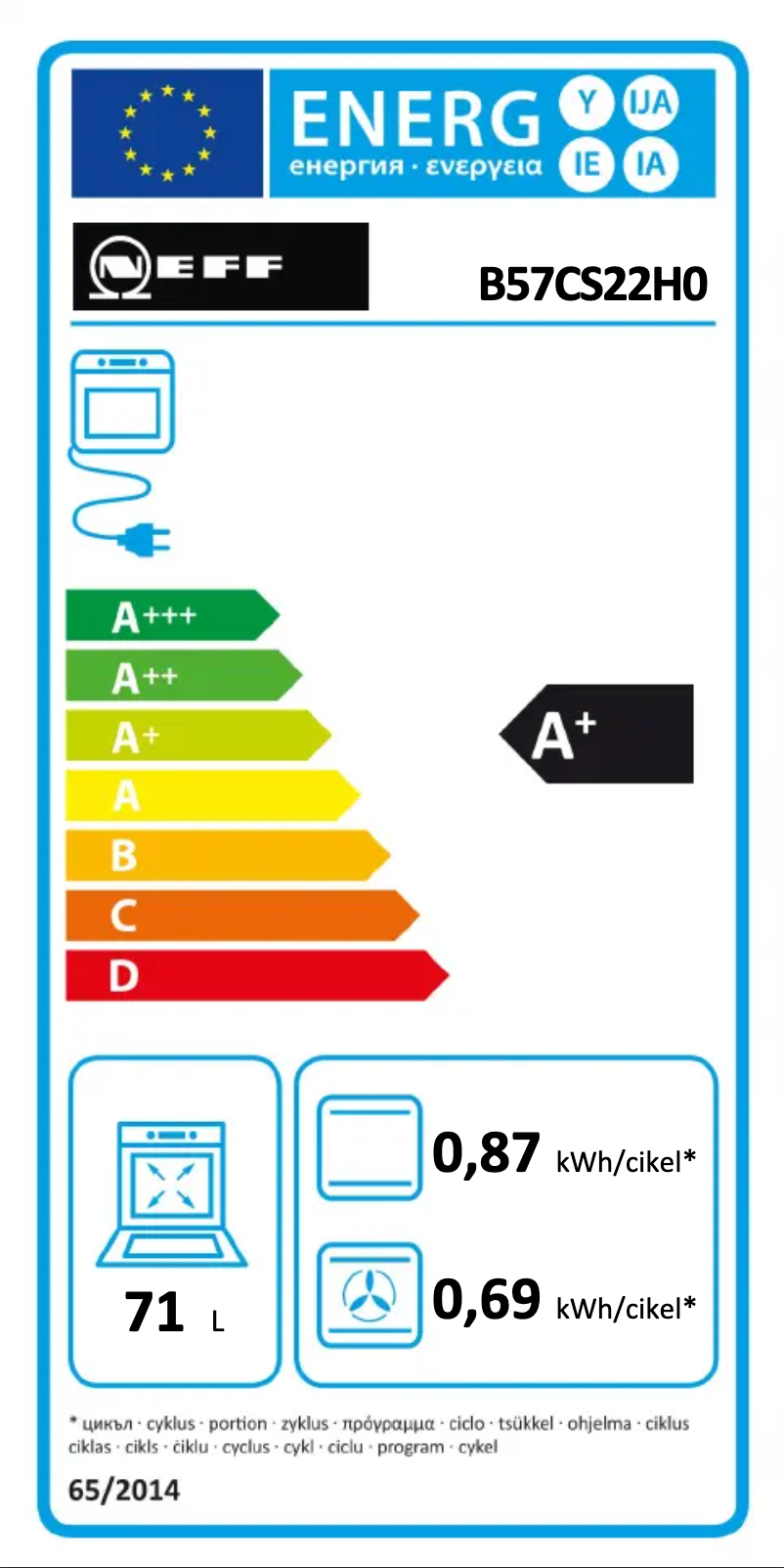 Page n°1 - Label énergétique Neff B57CS22H0