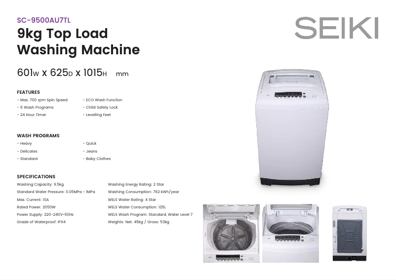 Image de la première page du manuel de l'appareil SC-9500AU7TL