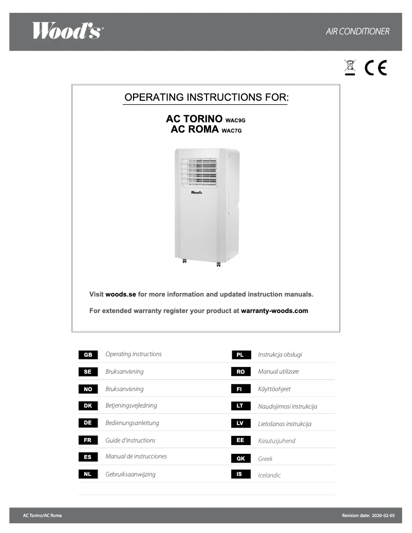 Page n°1 - Manuel utilisateur Wood's AC Roma