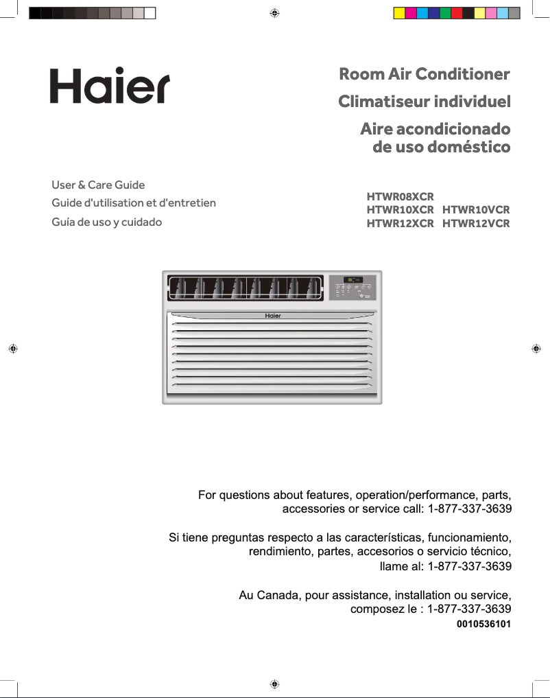 Page 1 de la notice Manuel d'utilisation et d'entretien Haier HTWR08XCR