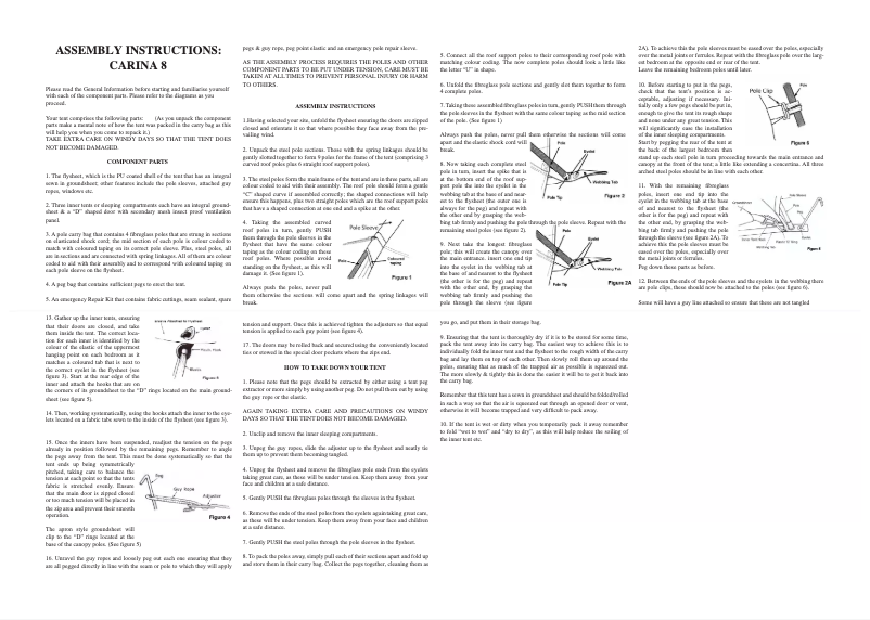 Page 1 de la notice Manuel utilisateur Wynnster Carina 8