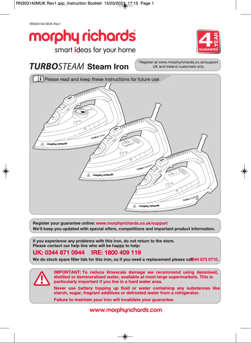 Imagen de la primera página del manual del dispositivo Turbosteam 303175