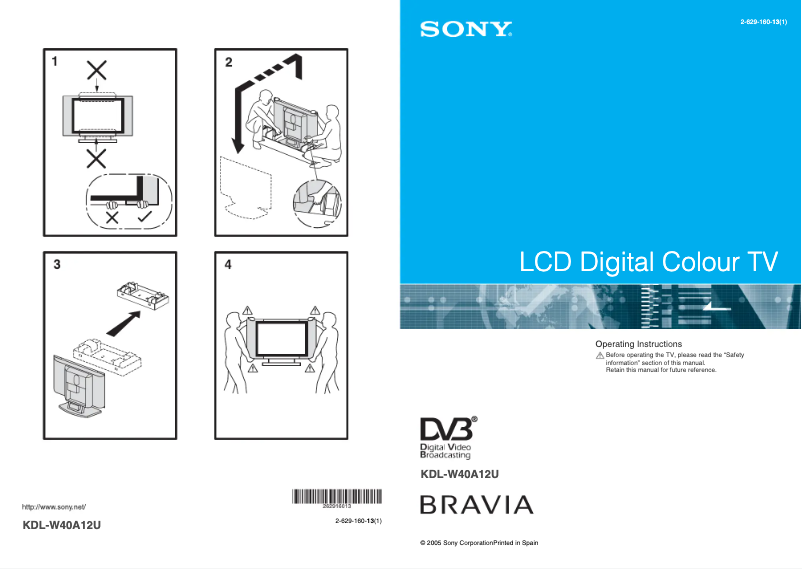 Image de la première page du manuel de l'appareil Bravia KDL-W40A12U