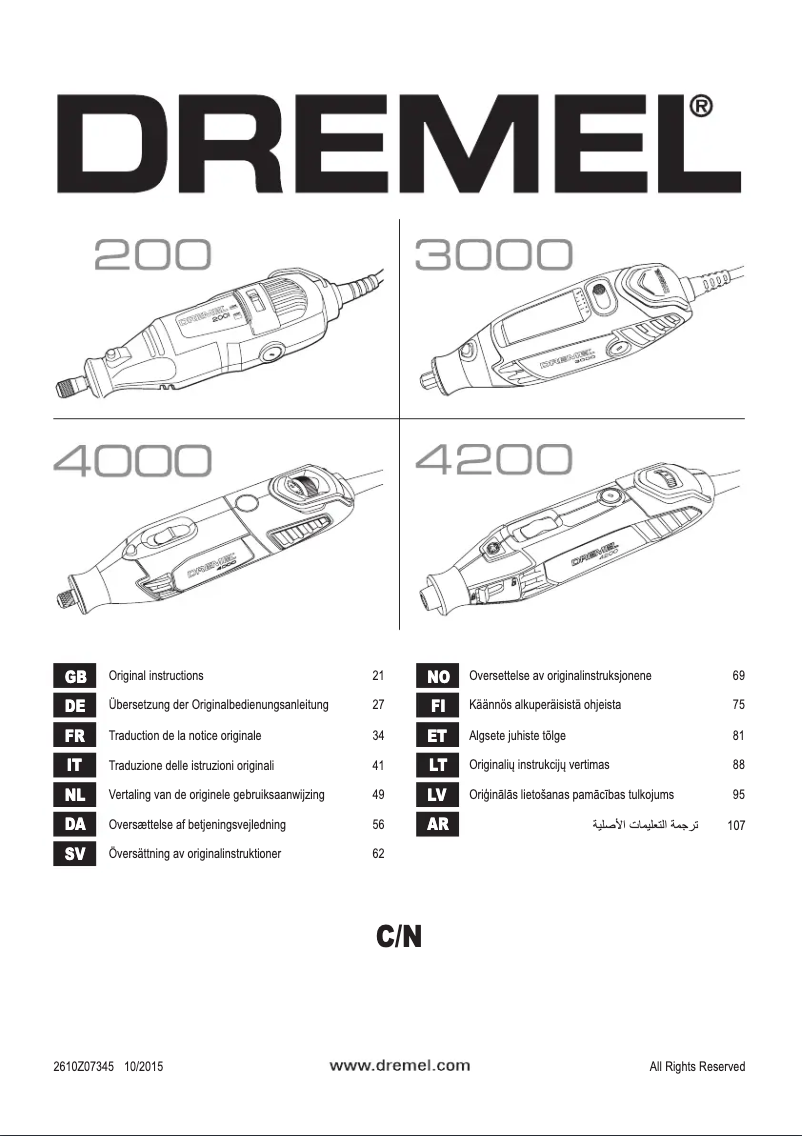 Page n°1 - Manuel utilisateur Dremel 3000-1/25 EZ
