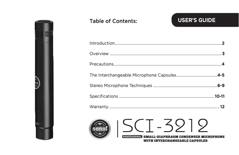 Page n°1 - Manuel utilisateur Senal SCI-3212