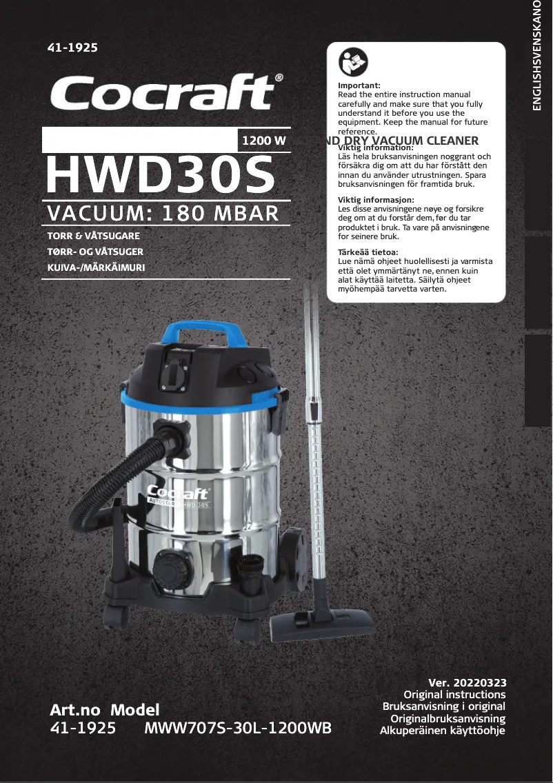 Página 1 del manual Manual de usuario Cocraft HWD 30S