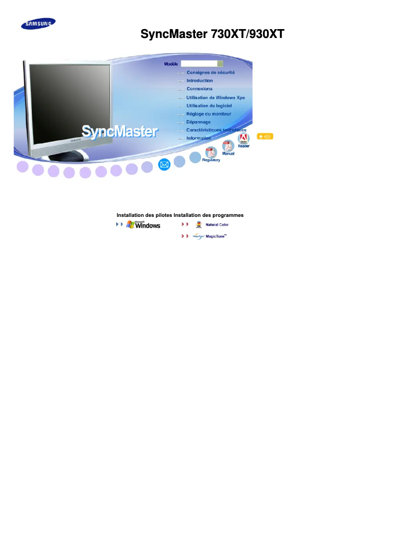 Image de la première page du manuel de l'appareil SyncMaster 730XT