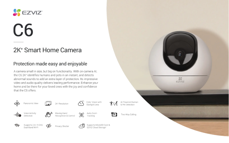 Page 1 de la notice Fiche technique EZVIZ C6