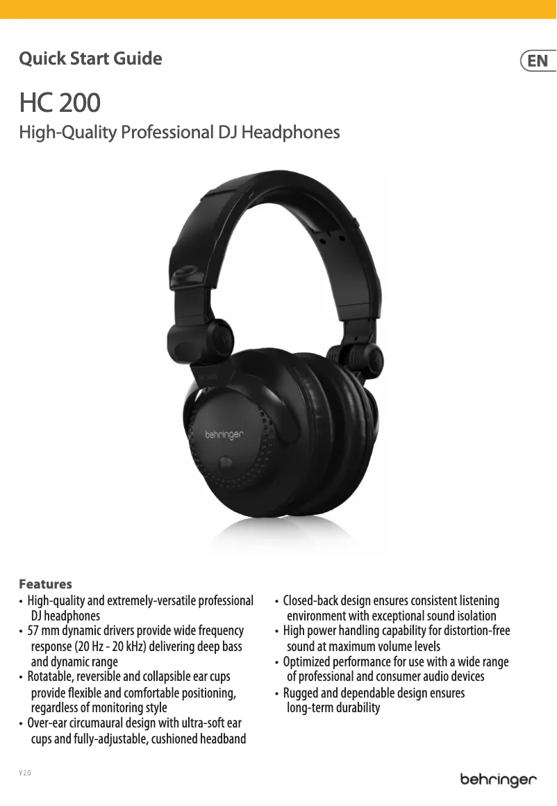 Image de la première page du manuel de l'appareil HC 200