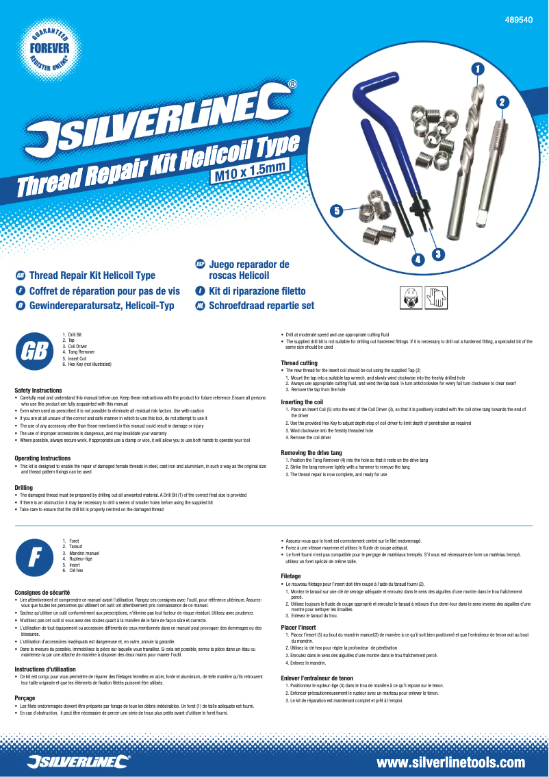 Page n°1 - Manuel utilisateur Silverline 489540