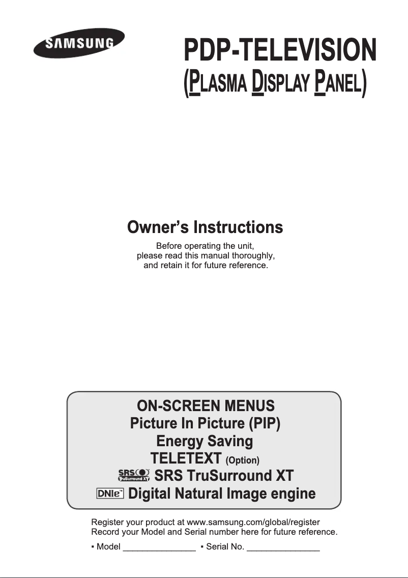 Page n°1 - Manuel utilisateur Samsung PS-42C91H