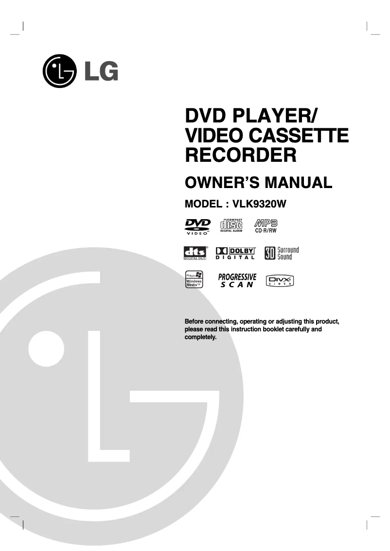 Page n°1 - Manuel utilisateur LG VLK9320W