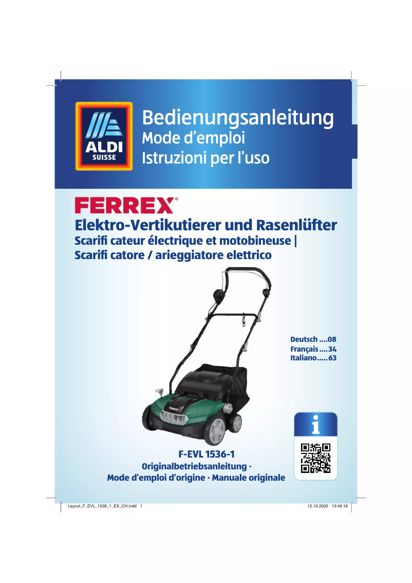 Page n°1 - Manuel utilisateur Ferrex F-EVL 1536-1